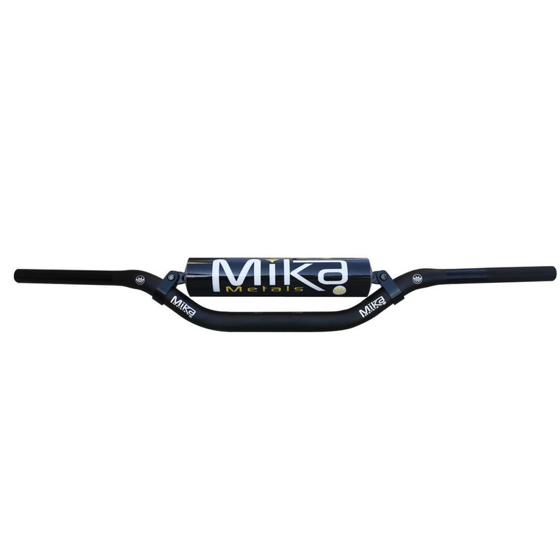 Mika Metals 7/8in. Oversize Handlebar – CR High Bend – Black Pad MKH-11-CH-BLACK