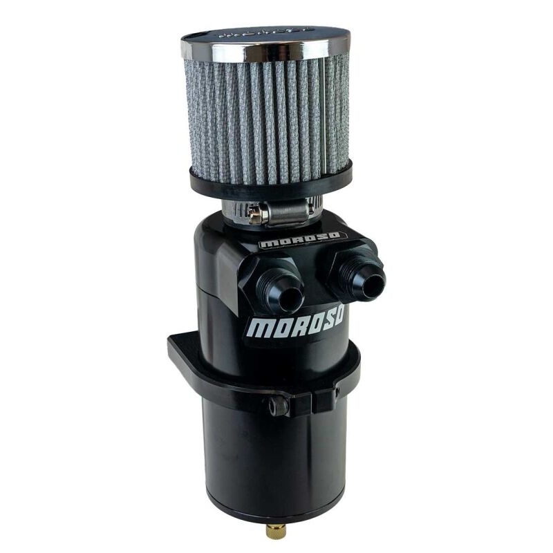 Moroso Dual Inlet -8AN Billet Breather Tank Catch Can – Black