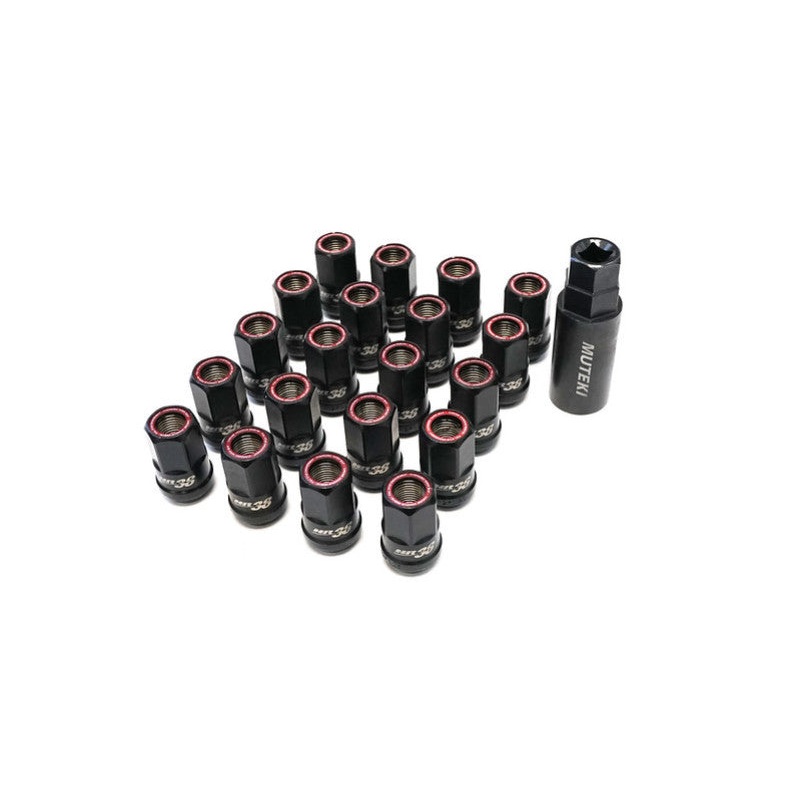 Wheel Mate Muteki HR38 Open End Lug Nuts 12×1.50 Titanium Chrome / Red Ring