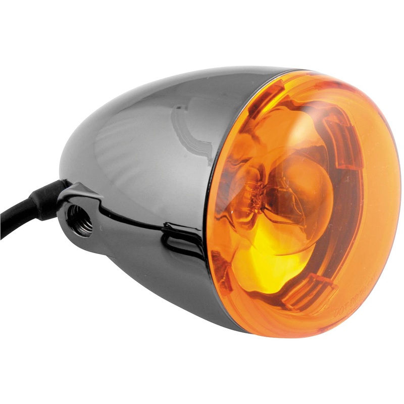 Chris Products Duece-Style Turn Signal Lamps – Front – Dual Filament – Amber Lens – Black 8500A-BN