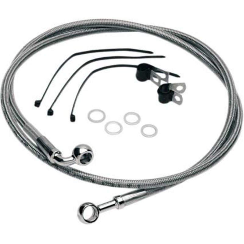 Drag Specialties Standard Length Rear Stainless Steel Brake Line Kit – Black Vinyl 660111-BLK