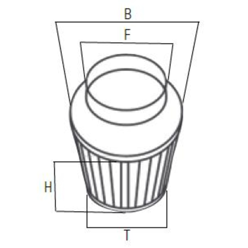 Outside Distributing Air Filter – Wire Mesh – Long Cone – 52mm 06-0412