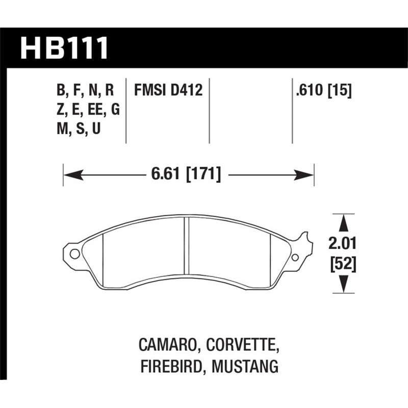 Hawk 94-04 Mustang Cobra / 88-95 Corvette 5.7L / 88-92 Camaro w/ Hvy Duty Brakes DTC-60 Race Brake P