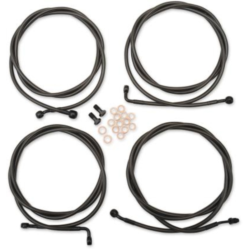 LA Choppers Standard Handlebar Cable/Brake & Clutch Line/Wire Kit – Black Vinyl/Stainless LA-8054KT-13M