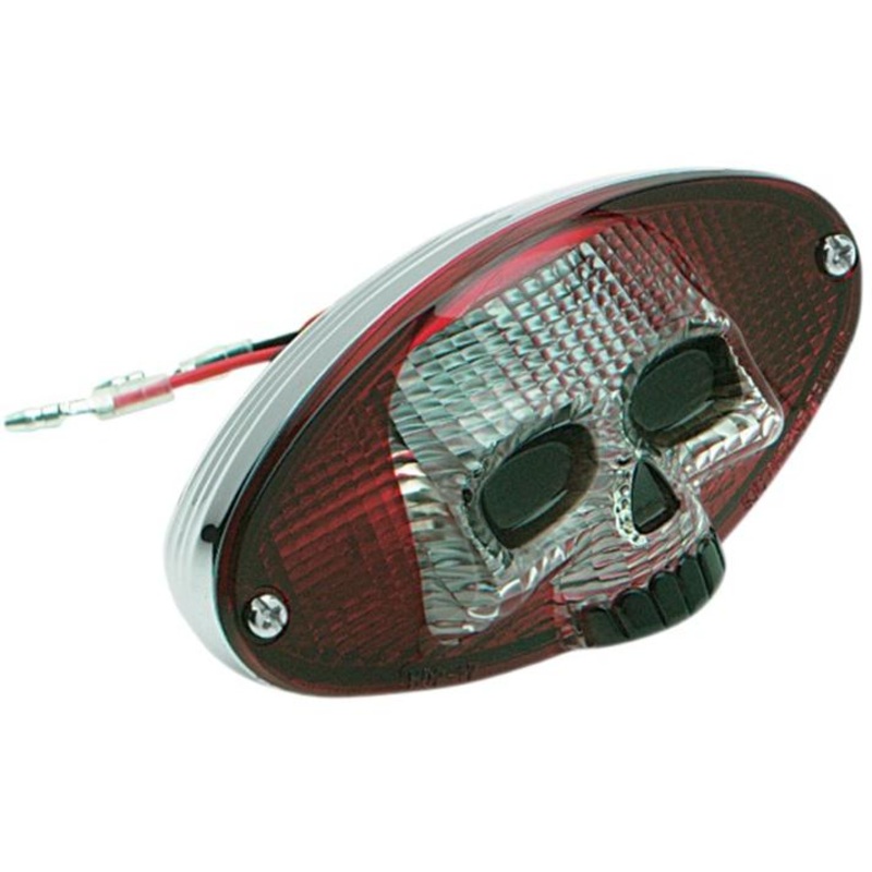 Drag Specialties 3-D Skull Taillight – Red/Clear 12-0403RCR-BC3