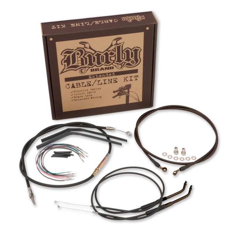 Burly Brand Extended Cable/Brake Line Kit for 16in. Gorilla Handlebars – Stainless Steel B30-1063