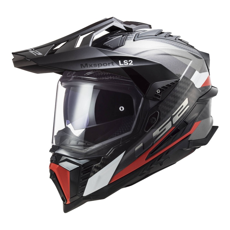 LS2 MX701 EXPLRER CARBON FRONTIER HELMET – TITANIUM/RED S