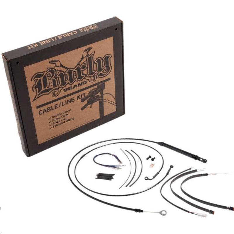 Burly Brand Black Vinyl Handlebar Cable & Brake Line Kit for Jail Bars – 14in. B30-1258