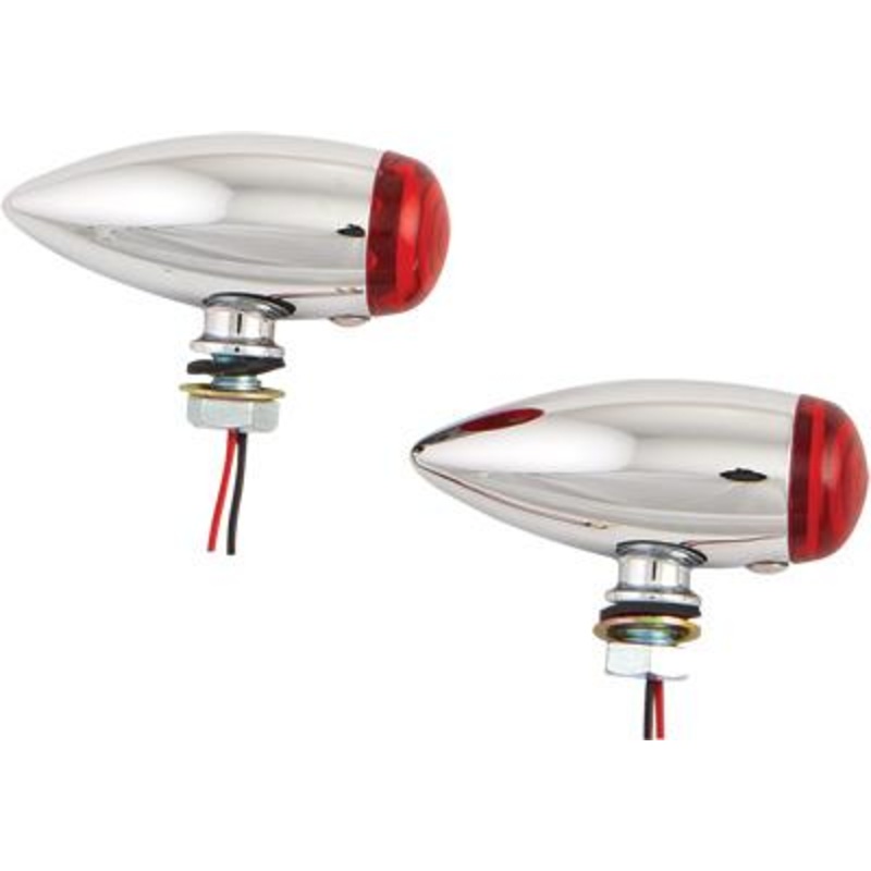 HardDrive Universal LED Chrome Bullet Marker Light – Red Lens 20-6589SRLED