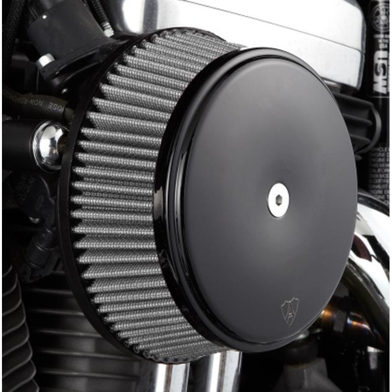 Arlen Ness Big Sucker Stage I Air Filter Kit with Cover and Stainless Steel Jacketed Filter – Black 50-337