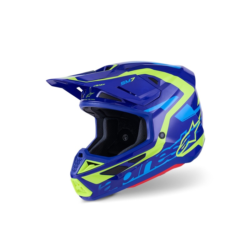 ALPINESTARS 2026 S-M7 DEED HELMET – BLUE YELLOW FLUO GLOSSY XS