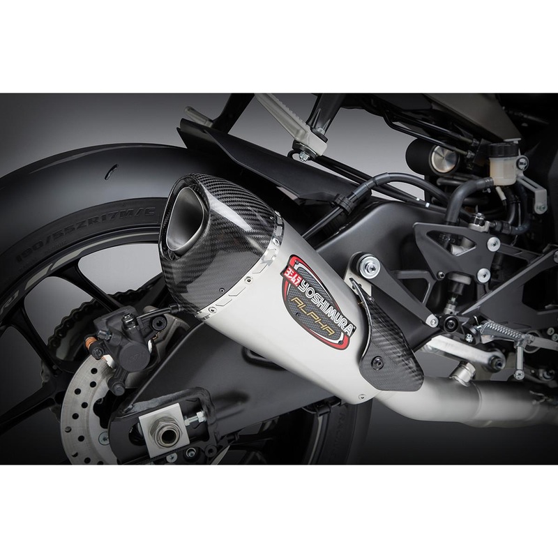 Yoshimura Alpha T Race Series 3/4 Works Finish Exhaust System – Stainless Steel Muffler – Carbon End Cap 13141CP520
