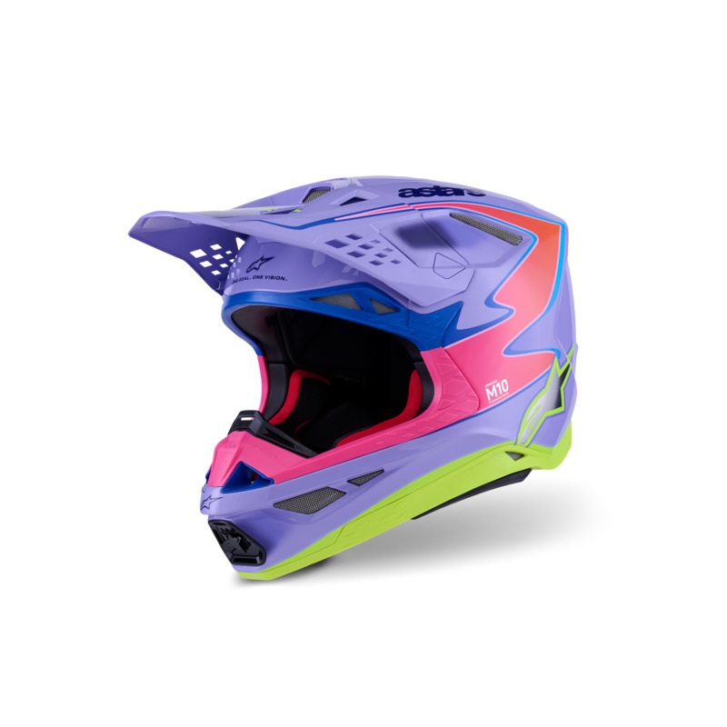 ALPINESTARS 2026 SUPERTECH S-M10 JETT LAWRENCE R01 HELMET – PURPLE PINK FLURO YELLOW GLOSSY XS