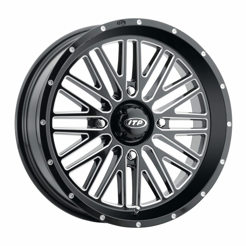 ITP Momentum Wheel – 14×7 – 4+3 Offset – 4/110 – Gloss Black/Machined 14MT110BX