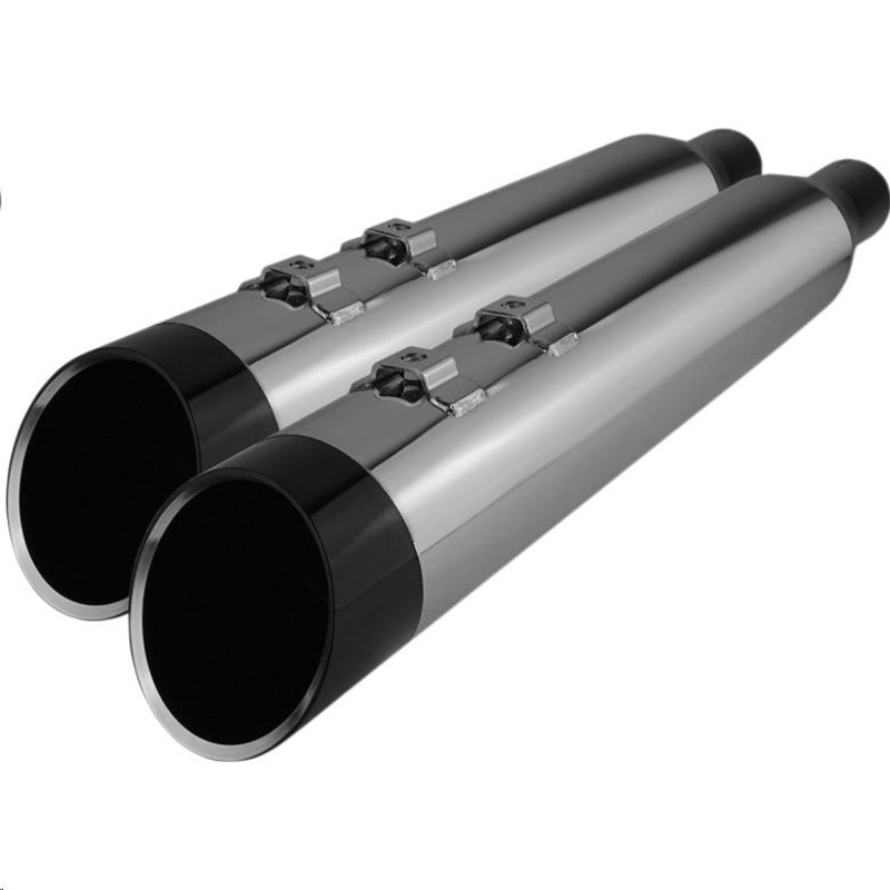 Khrome Werks 4.50in. HP-Plus Slip-On Muffler – Chrome with Black Edge Billet Tip End Caps 202765