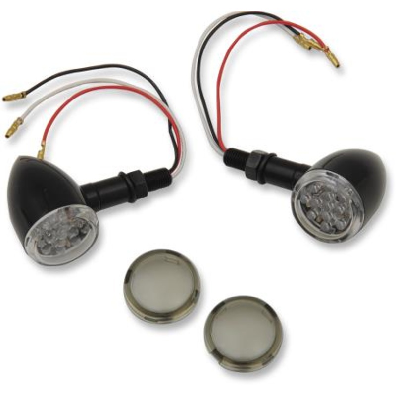 Drag Specialties LED Mini Deuce Marker Lights – Red LED with Clear/Smoke Lens – Gloss Black 2040-1961