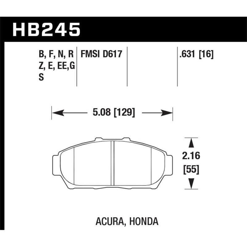 Hawk 94-01 Acura Integra (excl Type R)  HP+ Street Front Brake Pads