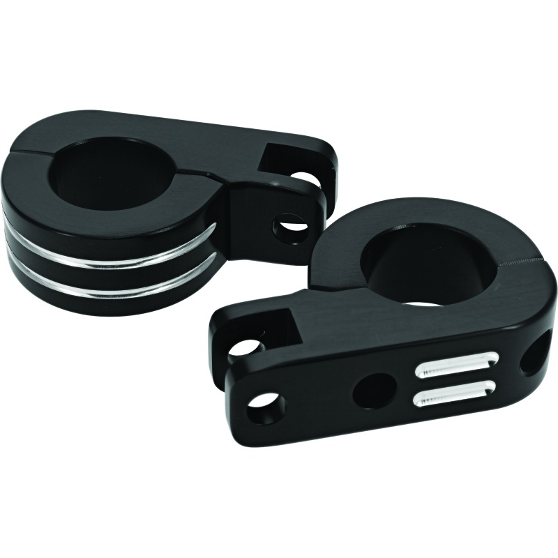 Bikers Choice Black Billet Highway Peg Mounts for 1.25 Inch Engine Guard Universal Custom Pr