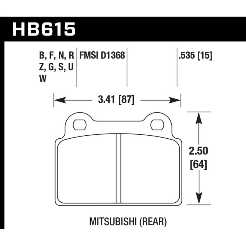 Hawk 2008-2014 Mitsubishi Lancer Evo (1-piece front rotor) High Perf. Street 5.0 Rear Brake Pads
