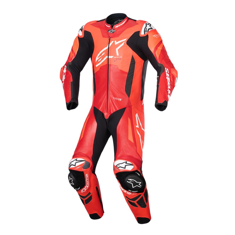 ALPINESTARS GP PLUS V4 SPRINT 1PC LEATHER SUIT – FLURO RED MID RED WHITE 48