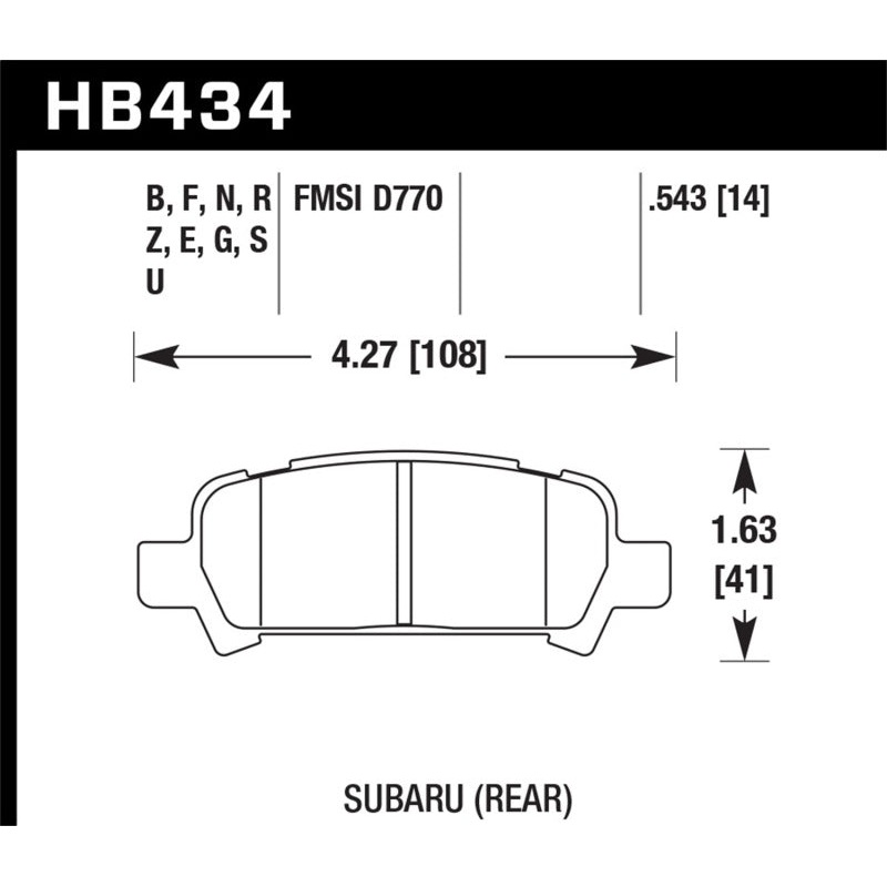 Hawk 02-03 WRX / 05-08 LGT D770 HP+ Street Rear Brake Pads
