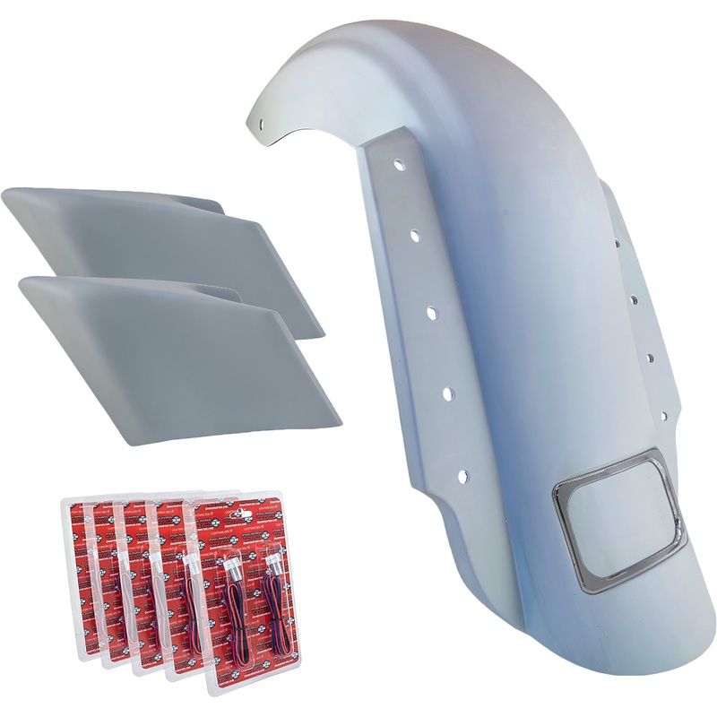Bagger Nation 827-05743 3-Piece Fender Kit Dual Outlet Chrome License Frame/Stretched