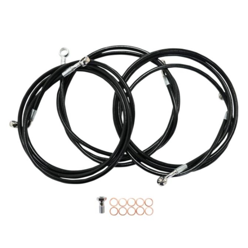 LA Choppers Black Vinyl-Coated Stainless Steel Brake Line Kit – 18-20in. Ape Hangers LA-8052B19B