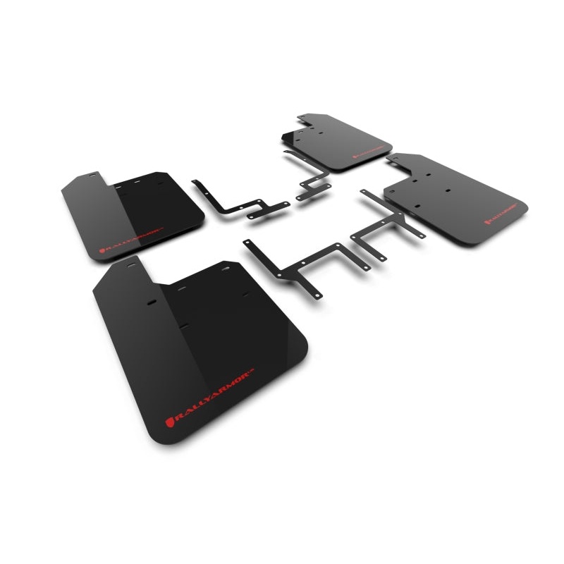 Rally Armor 2018+ Jeep Wrangler Rubicon JL Black UR Mud Flap w/ Red Logo