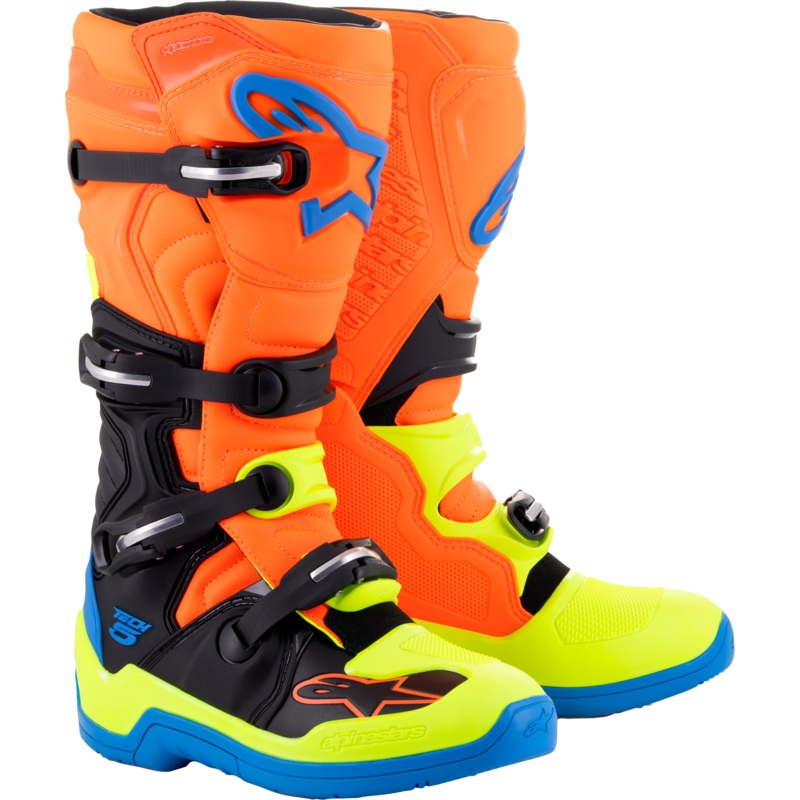 alpine star 482-32207 Tech 5 Boots Blue/Orange/Yellow Fluo Sz 7