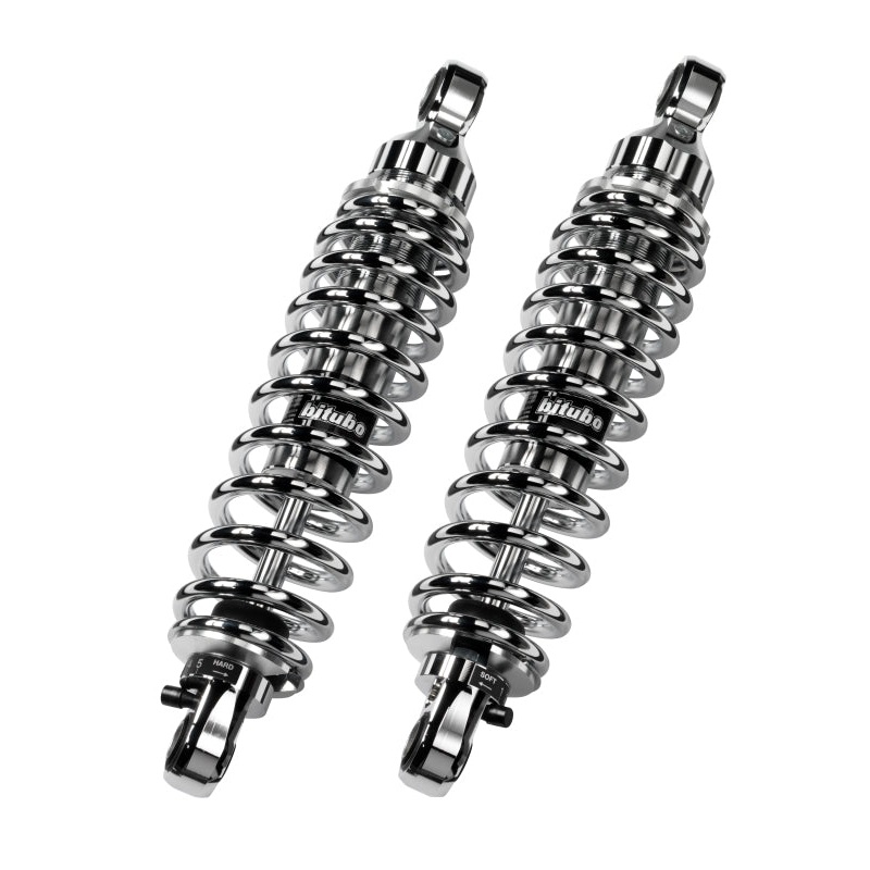 Bitubo WME0 Twinshocks Adjustable: Spring Preload, Rebound, Length 341mm, Chrome Edition