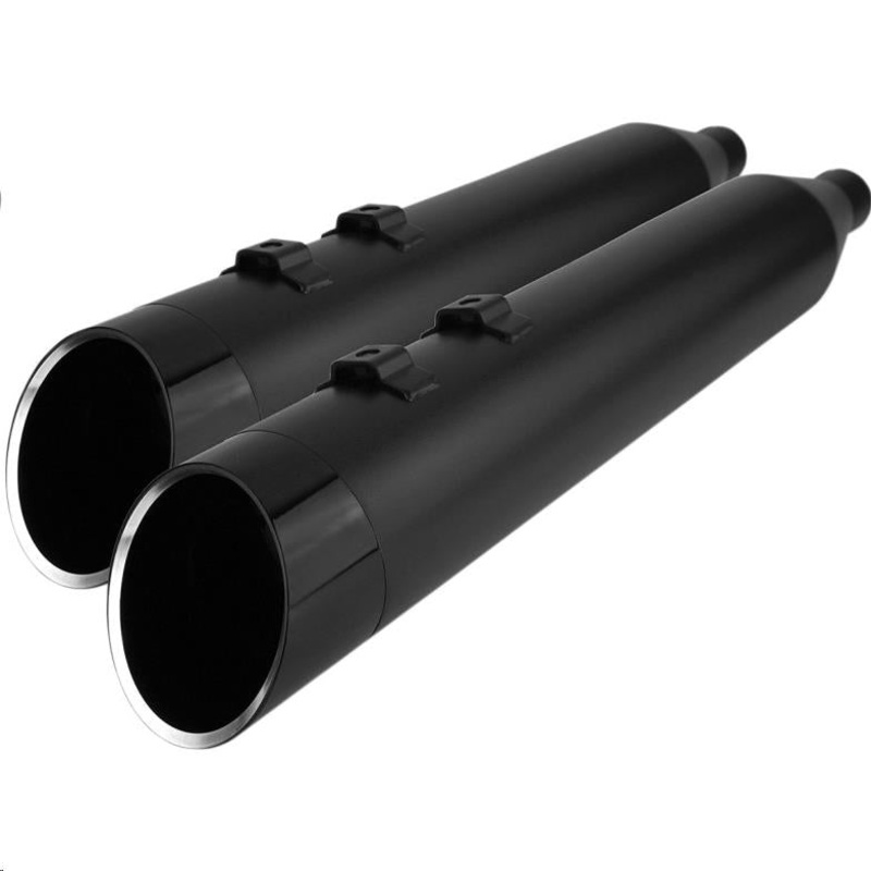 Khrome Werks 4.50in. HP-Plus Slip-On Muffler – Black with Black Edge Billet Tip End Caps 202885
