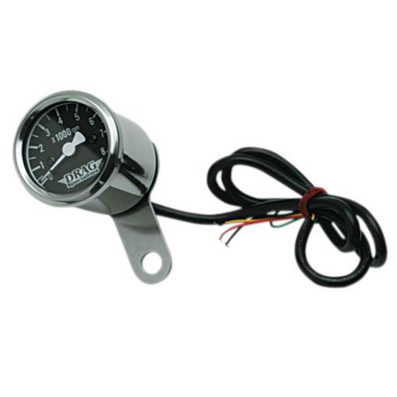 Drag Specialties 1 7/8in. Electronic Mini Tachometer – Black Face 21-6962NUDS