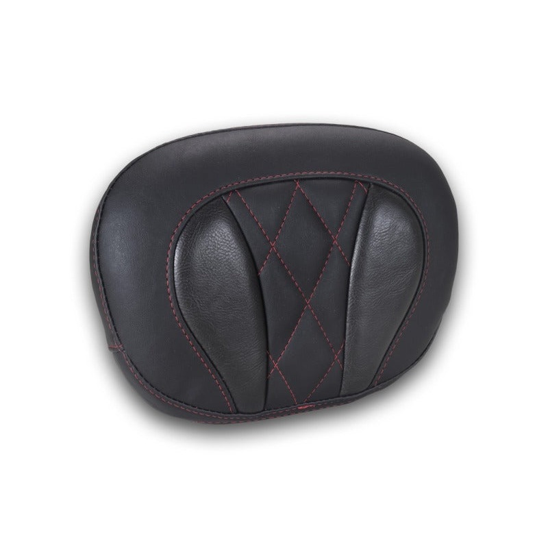 Mustang Deluxe Diamond Touring Sissy Bar Pad Black w/Dark Cherry Thread