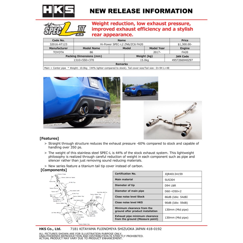 HKS Hi-Power Muffler SPEC-L ZN6