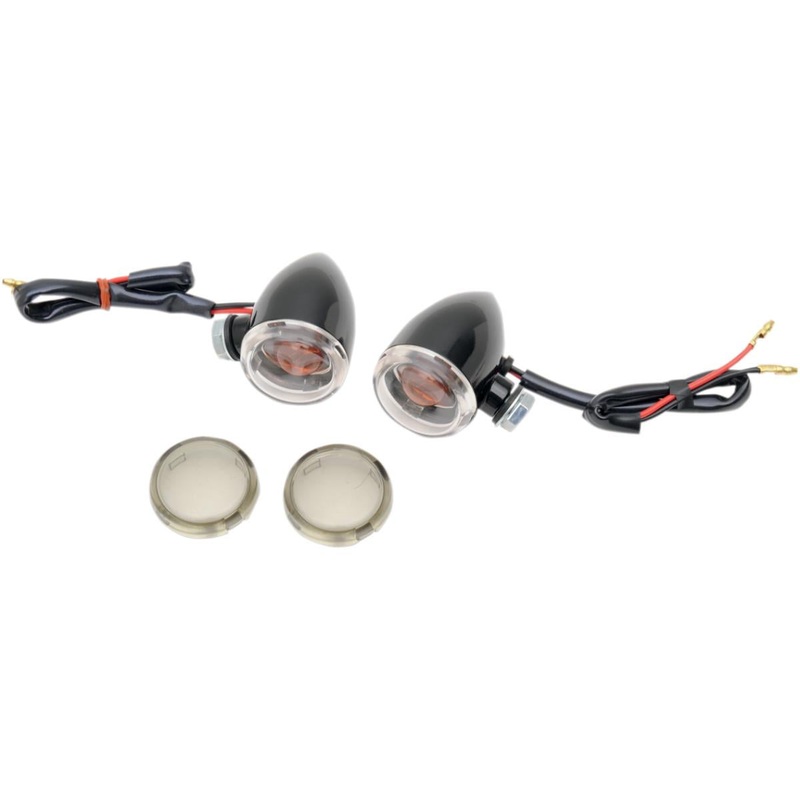 Drag Specialties Mini Deuce Marker Lights with Bolt Mount – Gloss Black Housing – Clear/Smoke Lens 20-6390BC/MH