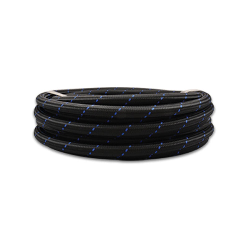 Vibrant -10 AN Two-Tone Black/Blue Nylon Braided Flex Hose (10 foot roll)