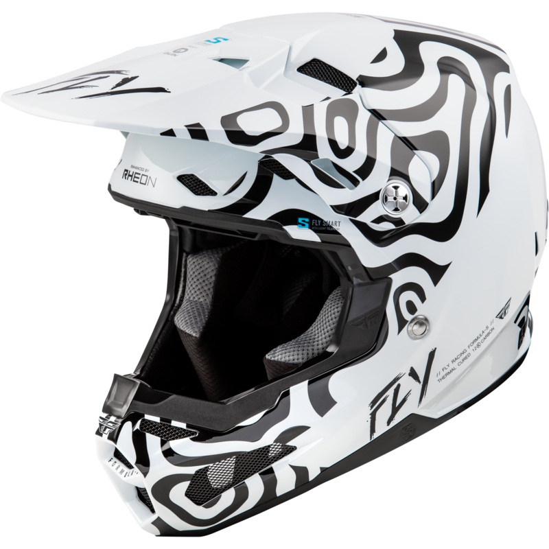 Fly Racing 73-4469YL Youth Formula S Carbon Abyss Helmet White/Black Yl
