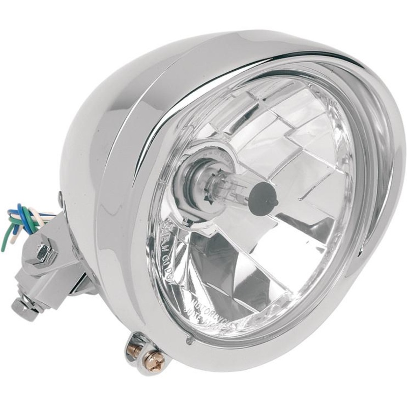 Drag Specialties Diamond-Style Bottom-Mount 5 3/4in. Headlight Assembly – Visor Bezel – Clear lens 20-0444B