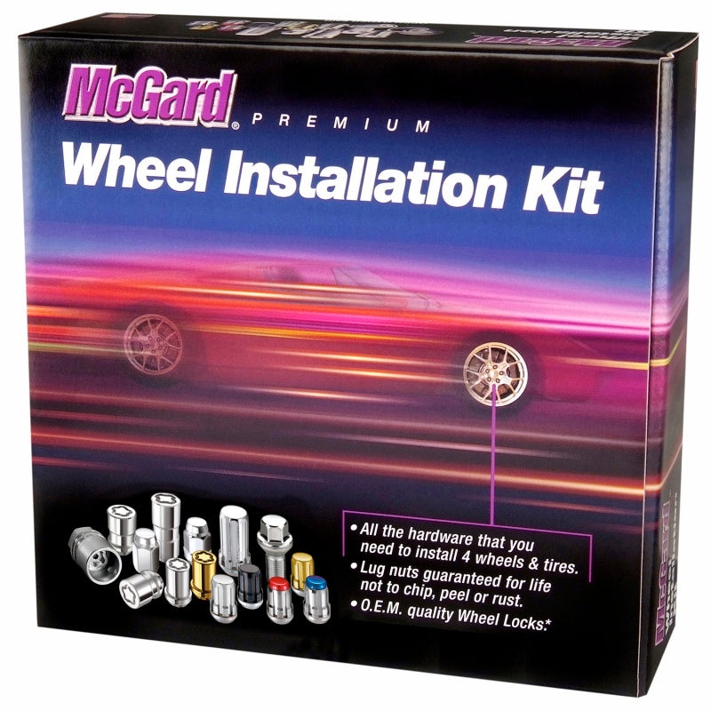 McGard 5 Lug Hex Install Kit w/Locks (Cone Seat Nut / Bulge) M12X1.5 / 3/4 Hex / 1.45in. L – Black