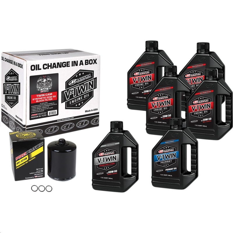 Maxima Twin Cam Synthetic Oil Change Kit with Black Filter 90-119016PB