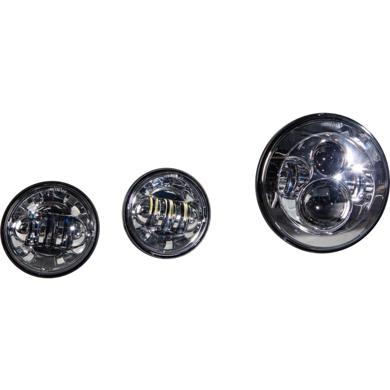 HardDrive 820-0367 Led Headlight/Passing Lamp Set Chrome