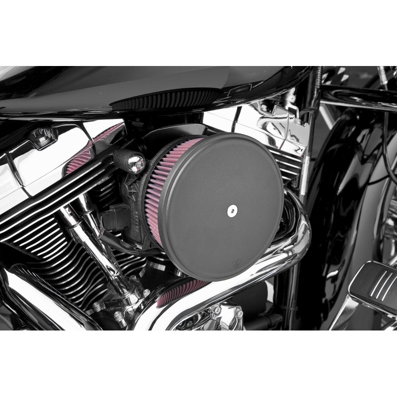 Arlen Ness Billet Sucker Stage II Air Filter Kit with Steel Cover – Smooth Black – Red Filter 18-820