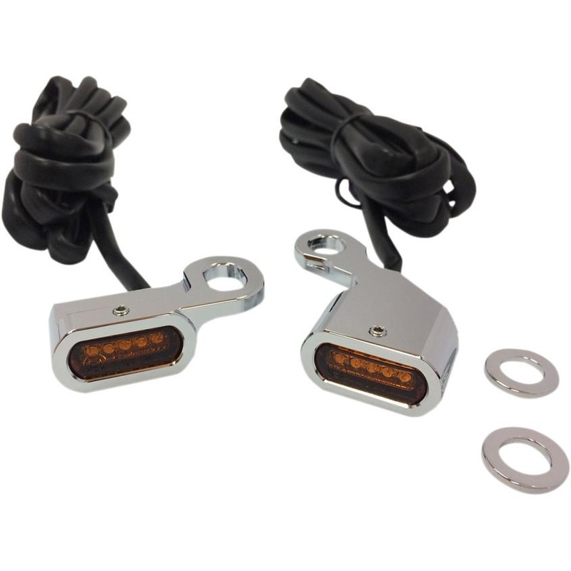 Drag Specialties LED Handlebar Marker Lights – Chrome/Amber Lens 2040-2132