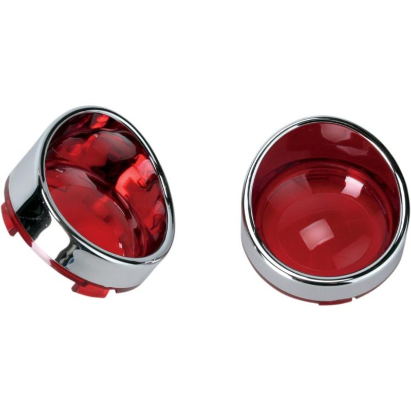 Drag Specialties Visor style Bezel and Lens for Deuce style Turn Signals – Red L22-6828R