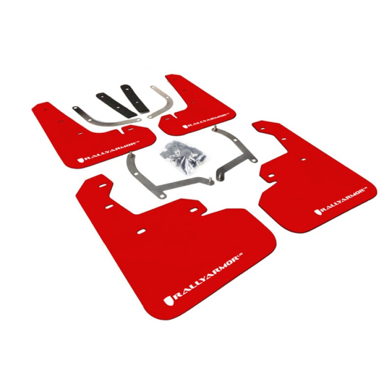 Rally Armor 17-23 Subaru Impreza 4D/5D Red UR Mud Flap w/White Logo