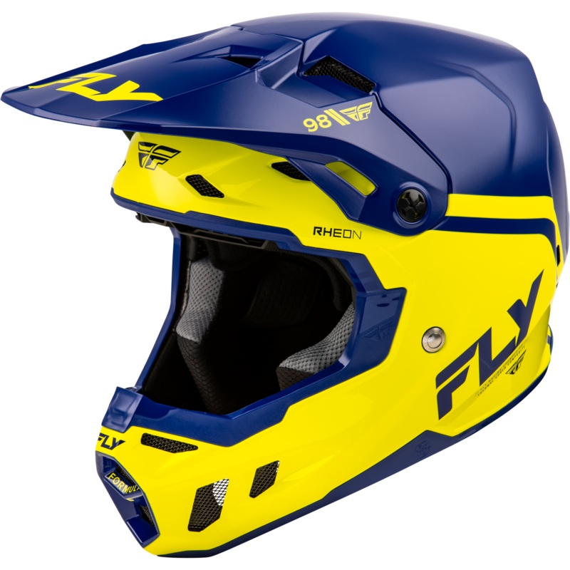 Fly Racing 73-4348L Formula Cc Objective Helmet Navy/Yellow Lg