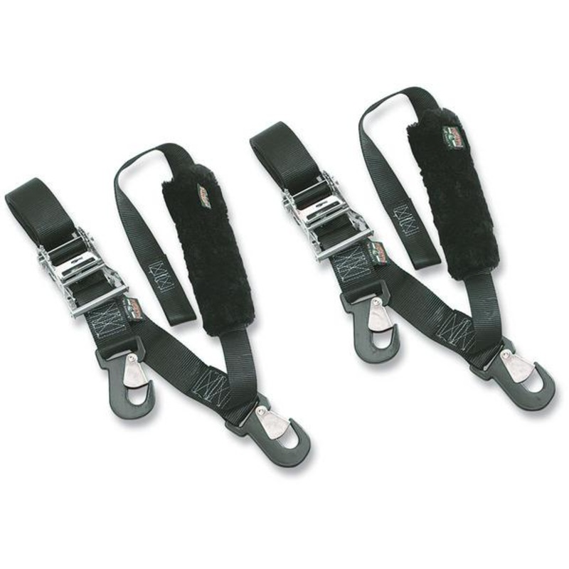 Powertye Big Daddys Tie-Downs – Ratchet with Two Snap-Hook Ends – Sewn-In Sheepskin – Black 32582-S