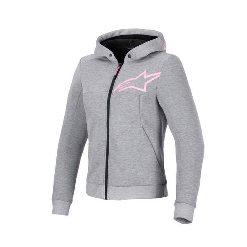 ALPINESTARS WOMENS CHROME V2 SPORT HOODIE – GREY HEATHER FLURO-PINK S