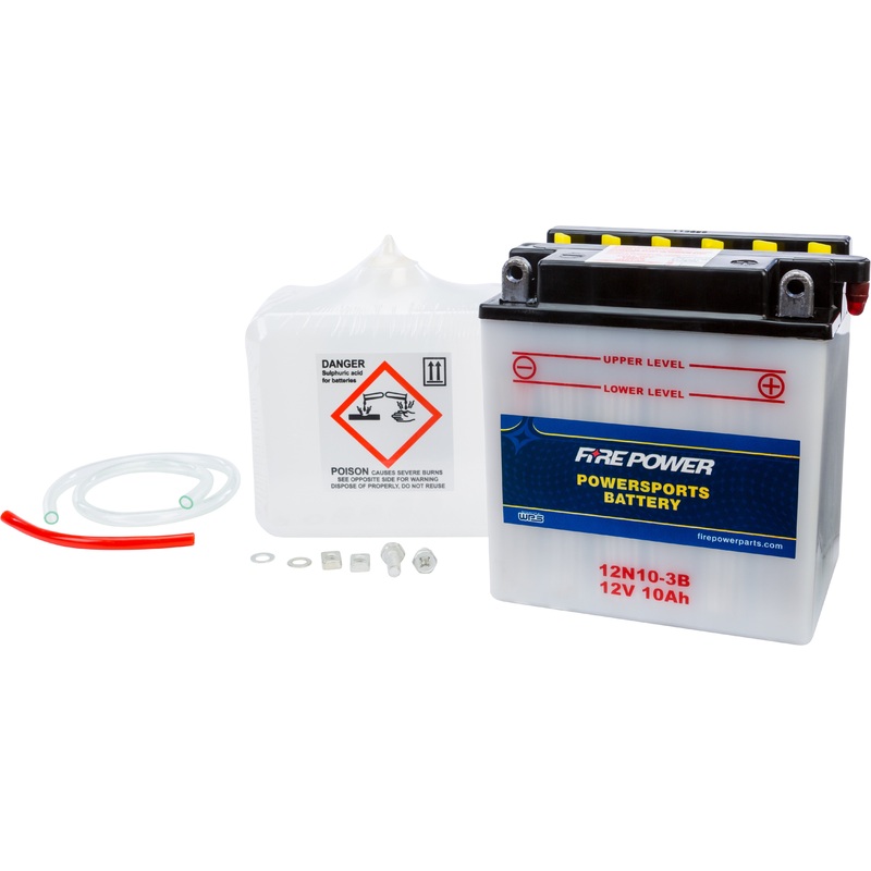 Fire Power Conventional 12V Standard Battery with Acid Pack 12N10-3B