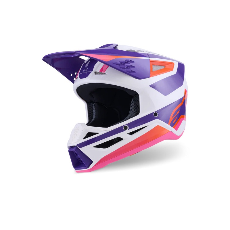 ALPINESTARS 2025 S-M3 HEAT HELMET – WHITE PURPLE PINK GLOSSY XS